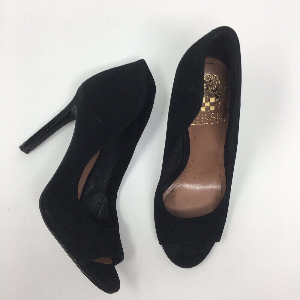 Vince Camuto Sz 6 Black Suede Open Peep Toe